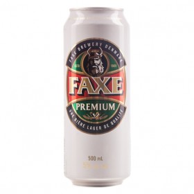 Blonde beer filtered Faxe Premium, 5% alc., 0.5L, Denmark