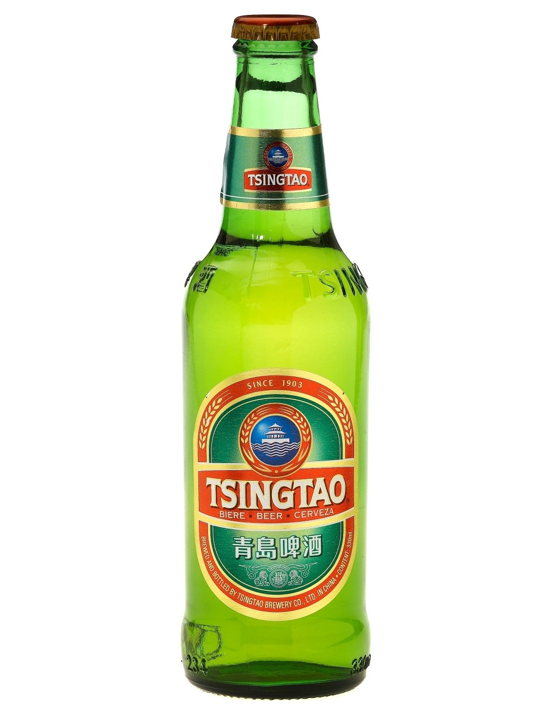 Bere blonda, filtrata Tsingtao, 4.7% alc., 0.33L, China alcooldiscount.ro