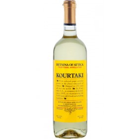White blended wine, Kourtaki Retsina of Attika, 0.75L, 11.5% alc., Greece