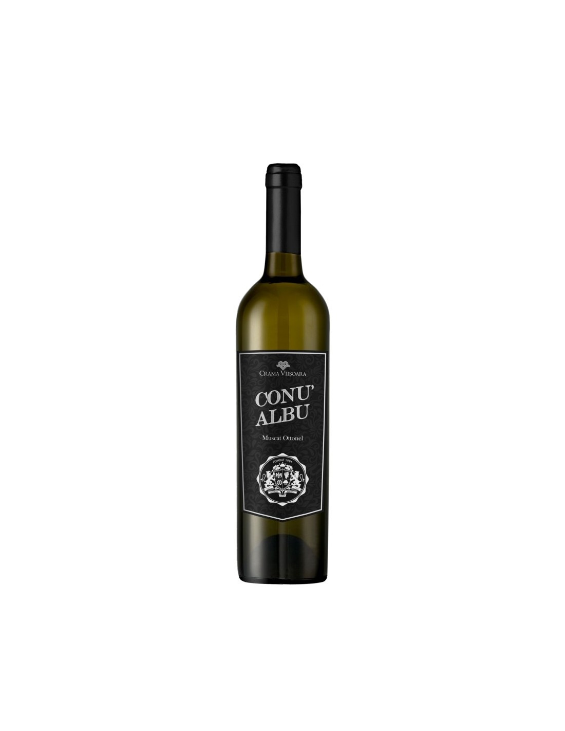 Vin alb sec, Muscat Ottonel, Conu' Albu Colinele Dobrogei, 0.75L, 13% alc., Romania