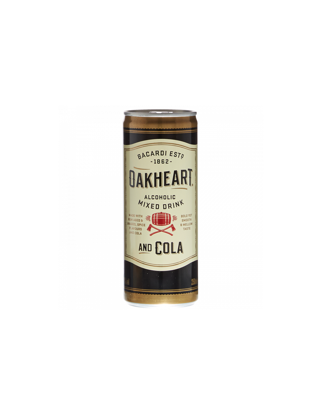 Cocktail Bacardi Oakheart & Cola, 5% alc., 0.25L, Puerto Rico