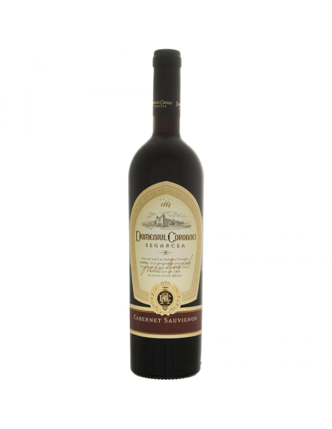 Vin rosu sec, Cabernet Sauvignon, Domeniul Coroanei Segarcea, 0.75L, 13.5% alc., Romania
