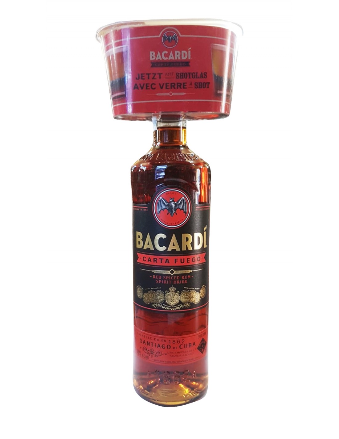 Rom negru Bacardi Carta Fuego + 2 Pahare, 40% alc., 0.7L, Cuba alcooldiscount.ro