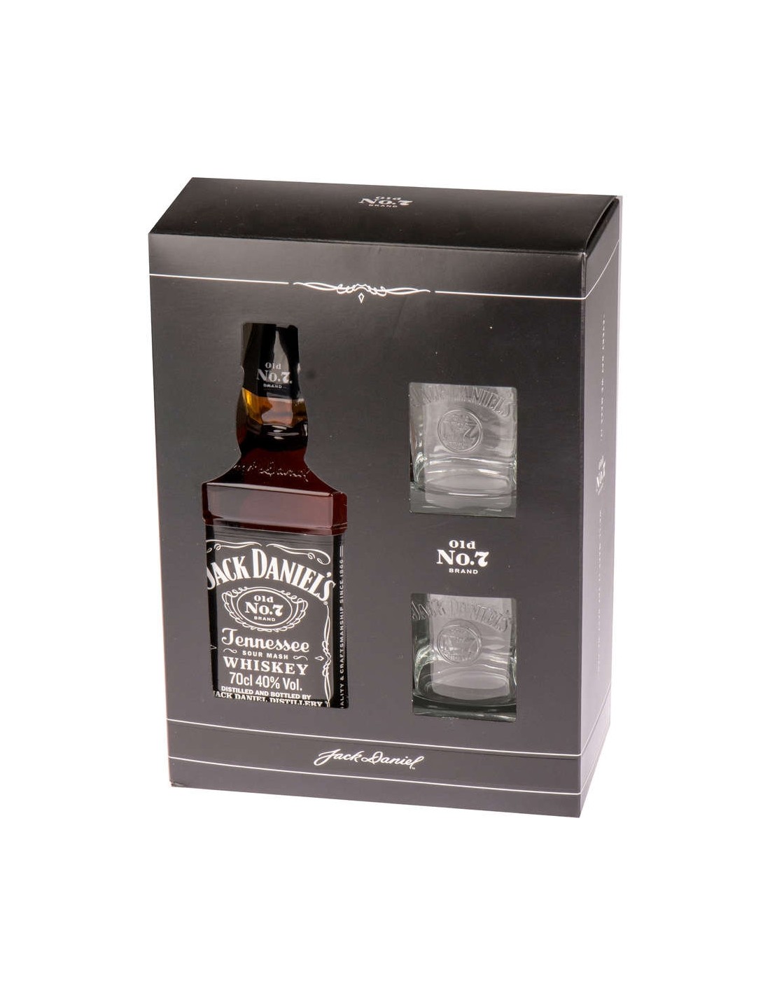 Whisky Jack Daniel’s + 2 Pahare 0.7L, 40% alc., SUA alcooldiscount.ro