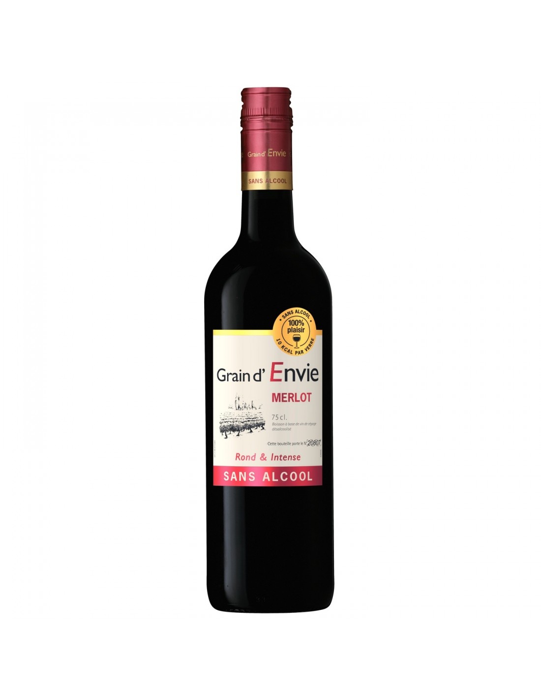 Vin rosu fara alcool, Merlot, Grain D’envie, 0.75L, 0% alc., Franta alcooldiscount.ro