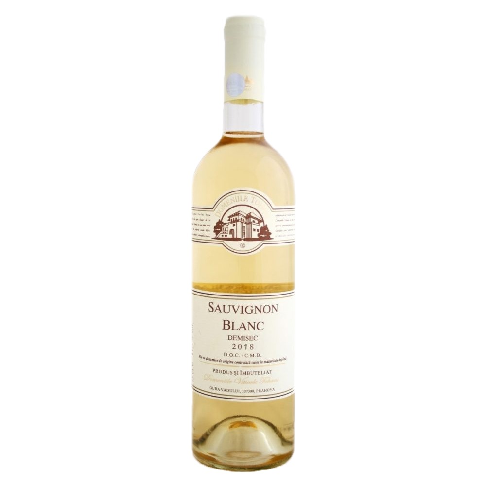 Vin alb demisec, Sauvignon Blanc, Domeniile Tohani Dealu Mare, 12.5% alc., 0.75L, Romania