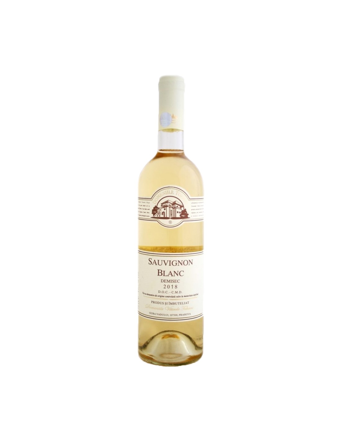 Vin alb demisec, Sauvignon Blanc, Domeniile Tohani Dealu Mare, 0.75L, Romania