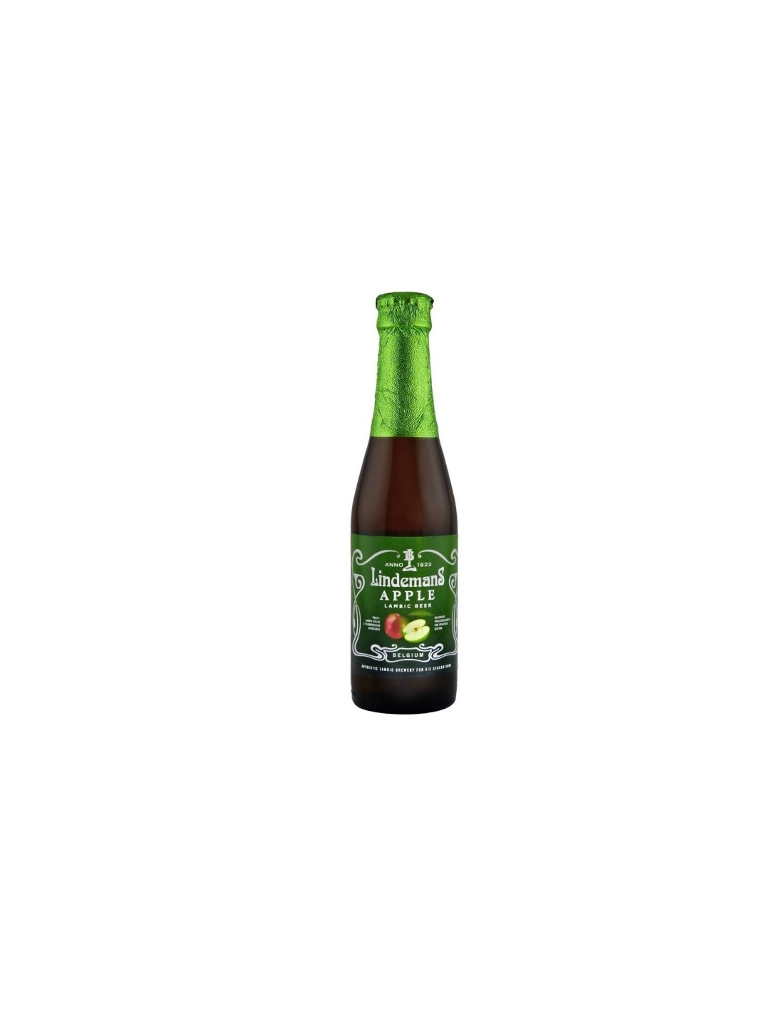 Bere bruna Lindemans Apple, 3.5% alc., 0.25L, Belgia alcooldiscount.ro
