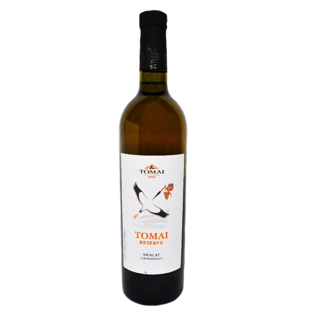 Vin alb demidulce, Muscat, Tomai Reserve, 0.75L, 12% alc., Republica Moldova 0.75L