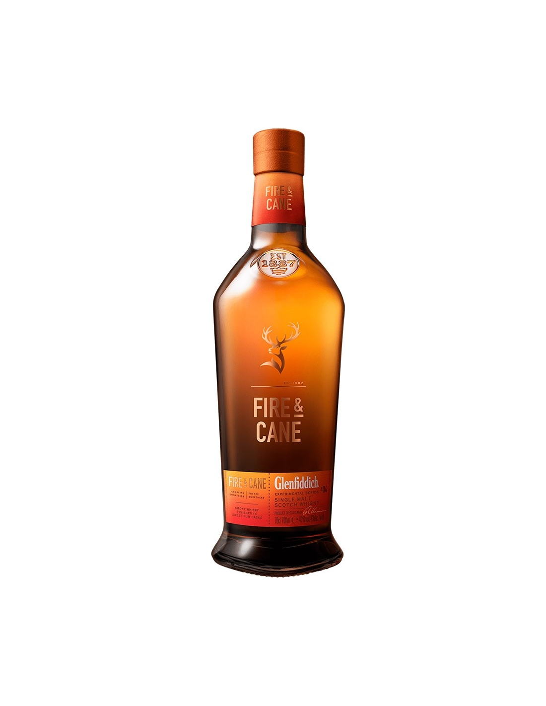 Whisky Glenfiddich Fire & Cane, 0.7L, 43% alc., Scotia alcooldiscount.ro