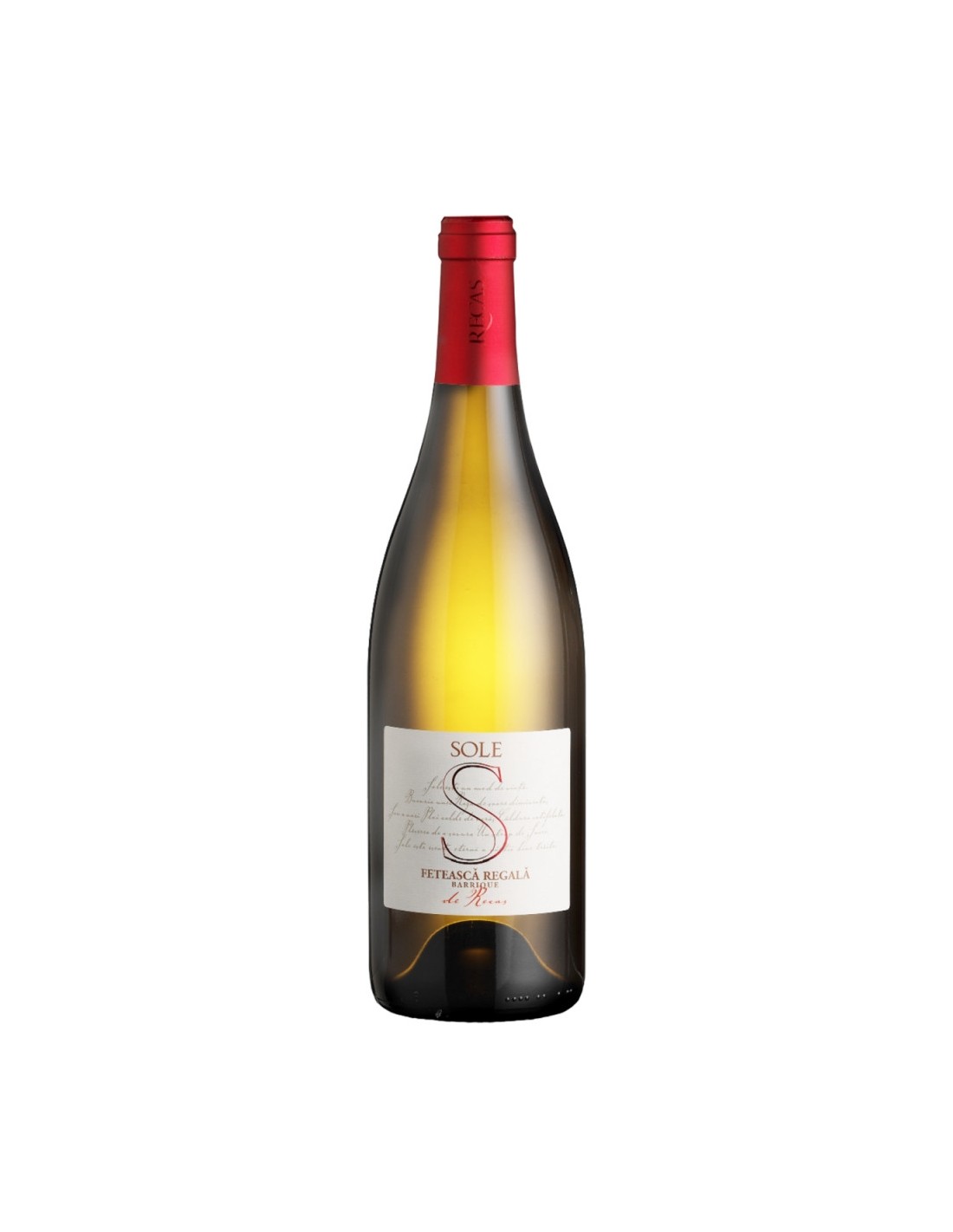 Vin alb sec, Feteasca Regala, Sole Recas, 0.75L, 13.5% alc., Romania
