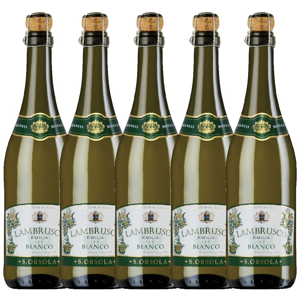 Pachet 5 sticle Vin alb, Lambrusco, Sant’Orsola Emilia-Romagna, 0.75L, 8% alc., Italia 0.75L