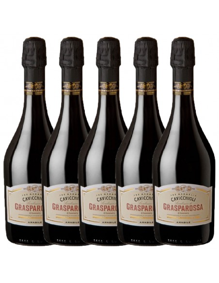 Pachet 5 sticle Vin frizzante Cavicchioli Grasparossa Amabile, 8% alc., 0.75L, Italia