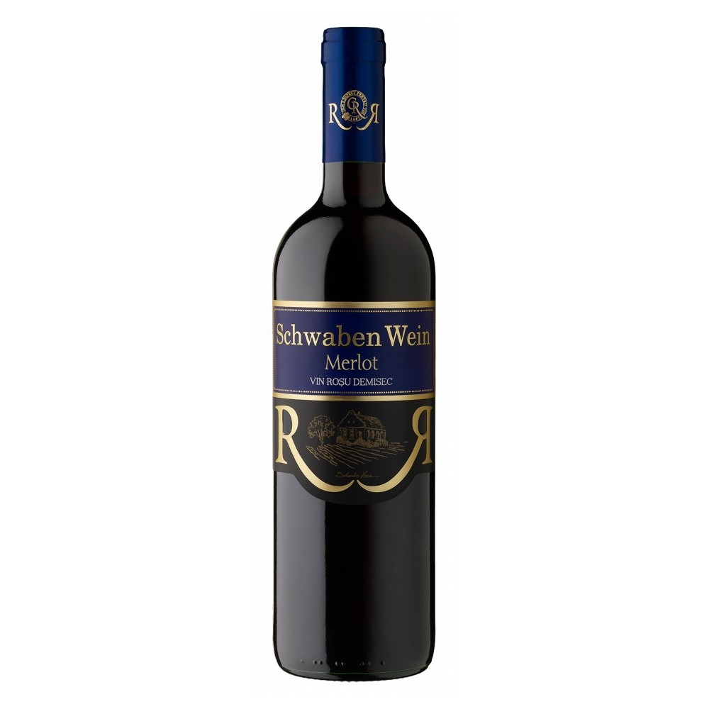 Vin rosu demisec, Merlot, Schwaben Wein Recas, 0.75L, 13.5% alc., Romania 0.75L