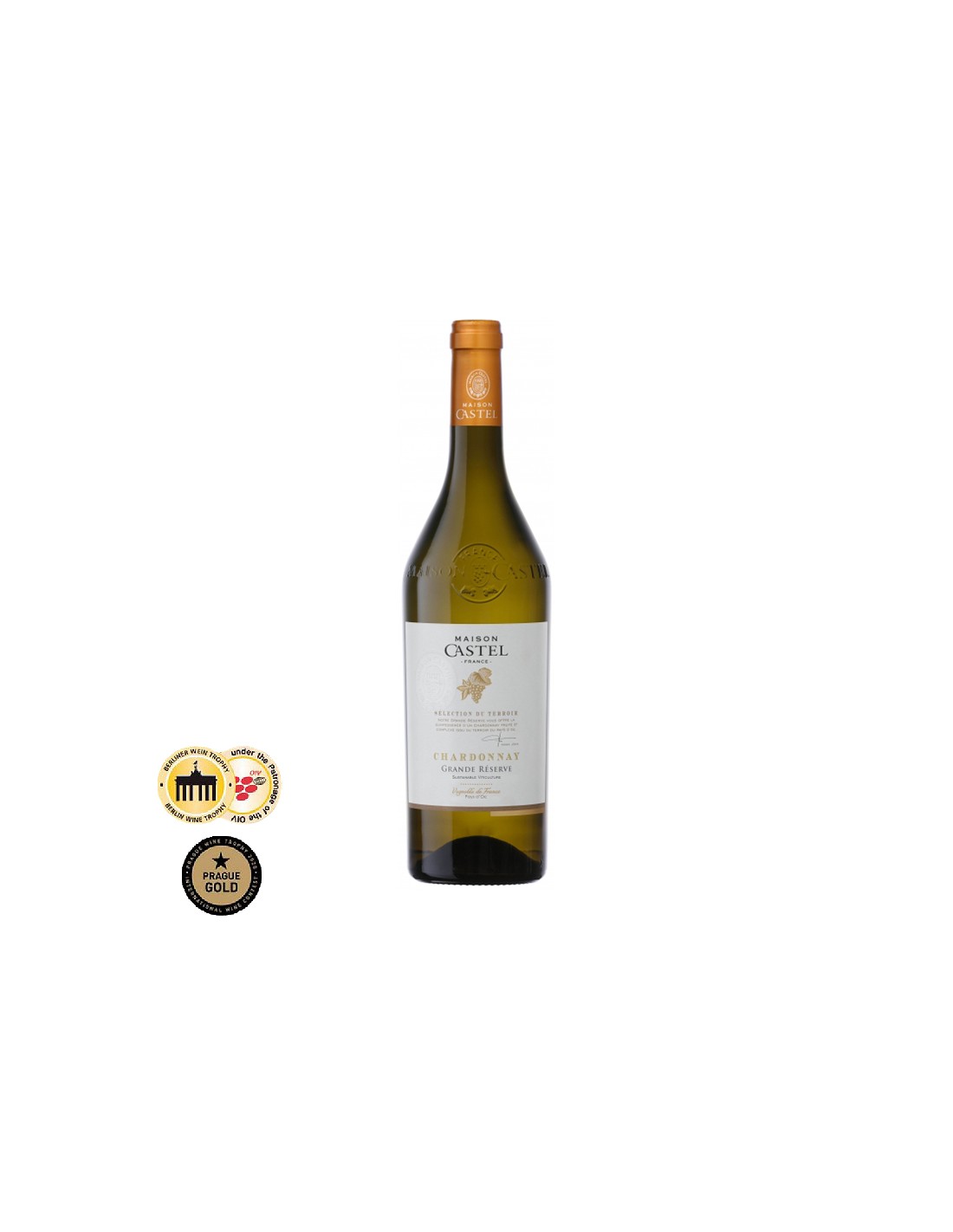 Vin alb sec, Chardonnay, Maison Castel Grande Réserve Pays d'Oc, 0.75L, 12.5% alc., Franta