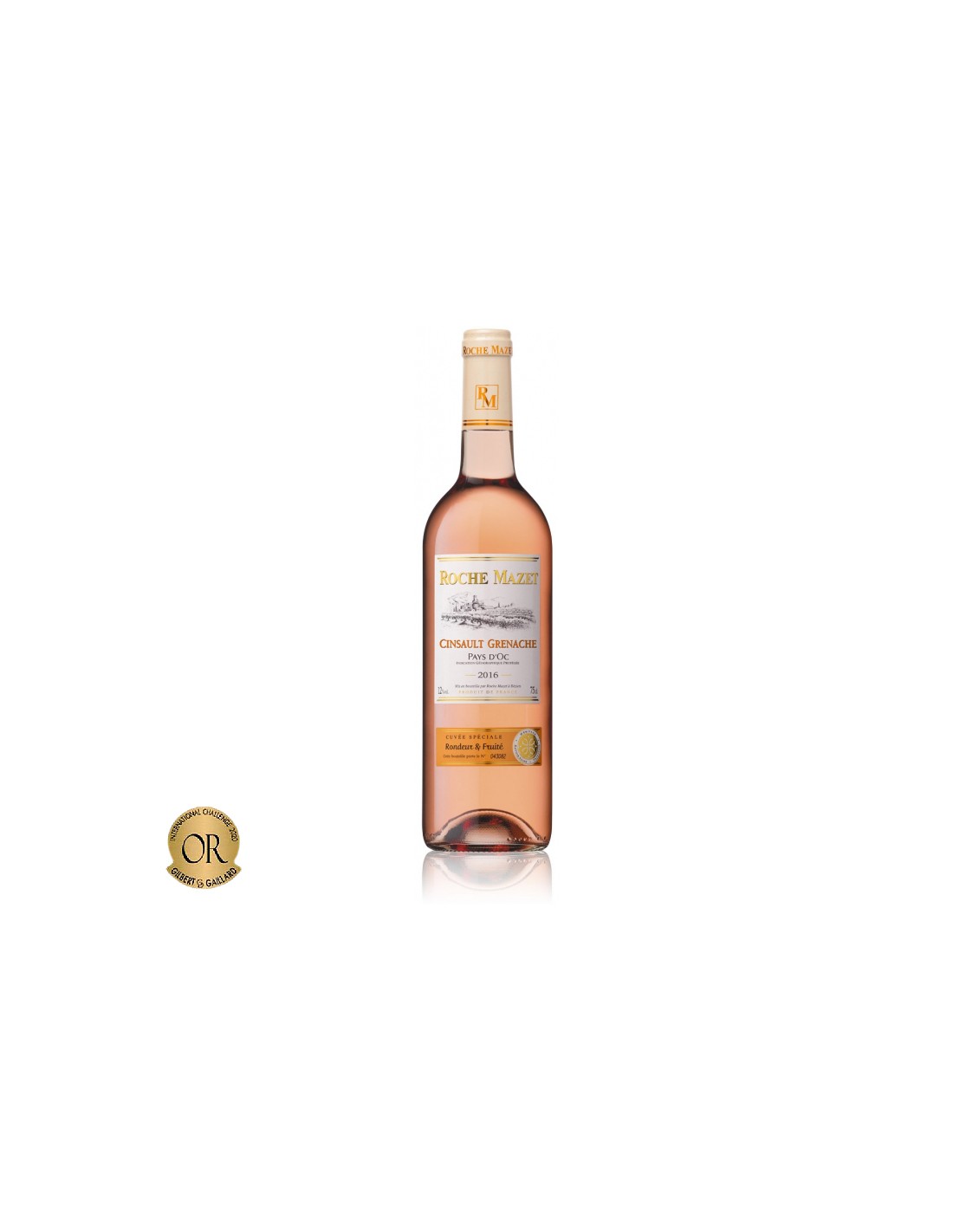 Vin roze sec, Cinsault Grenache, Roche Mazet Pays d'Oc, 0.75L, 12% alc., Franta