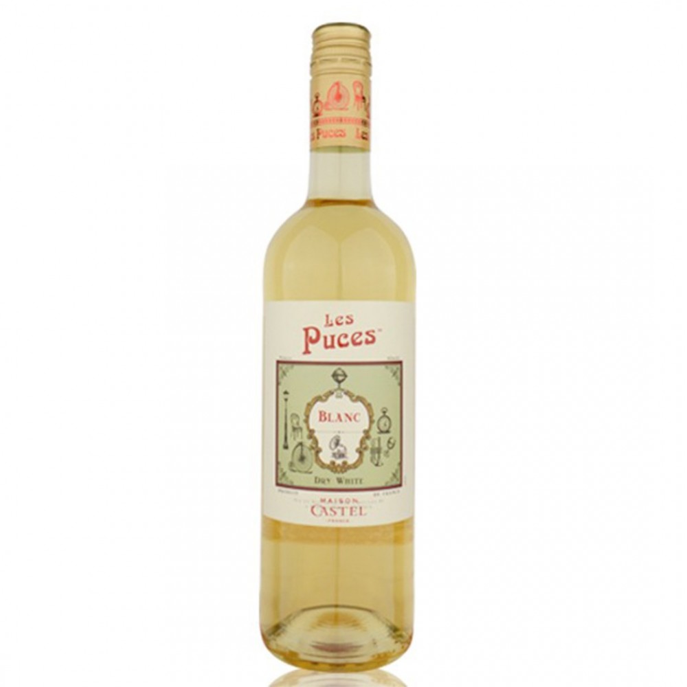 Vin alb sec Les Puces Blanc, 0.75L, Franta