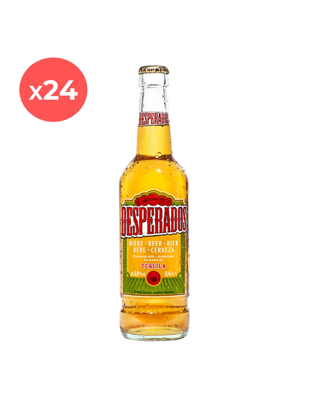 Bax 24 bucati bere blonda, filtrata, Desperados, 5.9% alc., 0.4L, sticla, Romania alcooldiscount.ro
