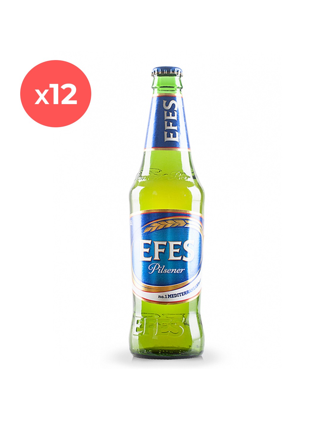 Bax 12 bucati bere blonda, filtrata, Efes Pilsener, 5% alc., 0.5L, sticla, Turcia alcooldiscount.ro