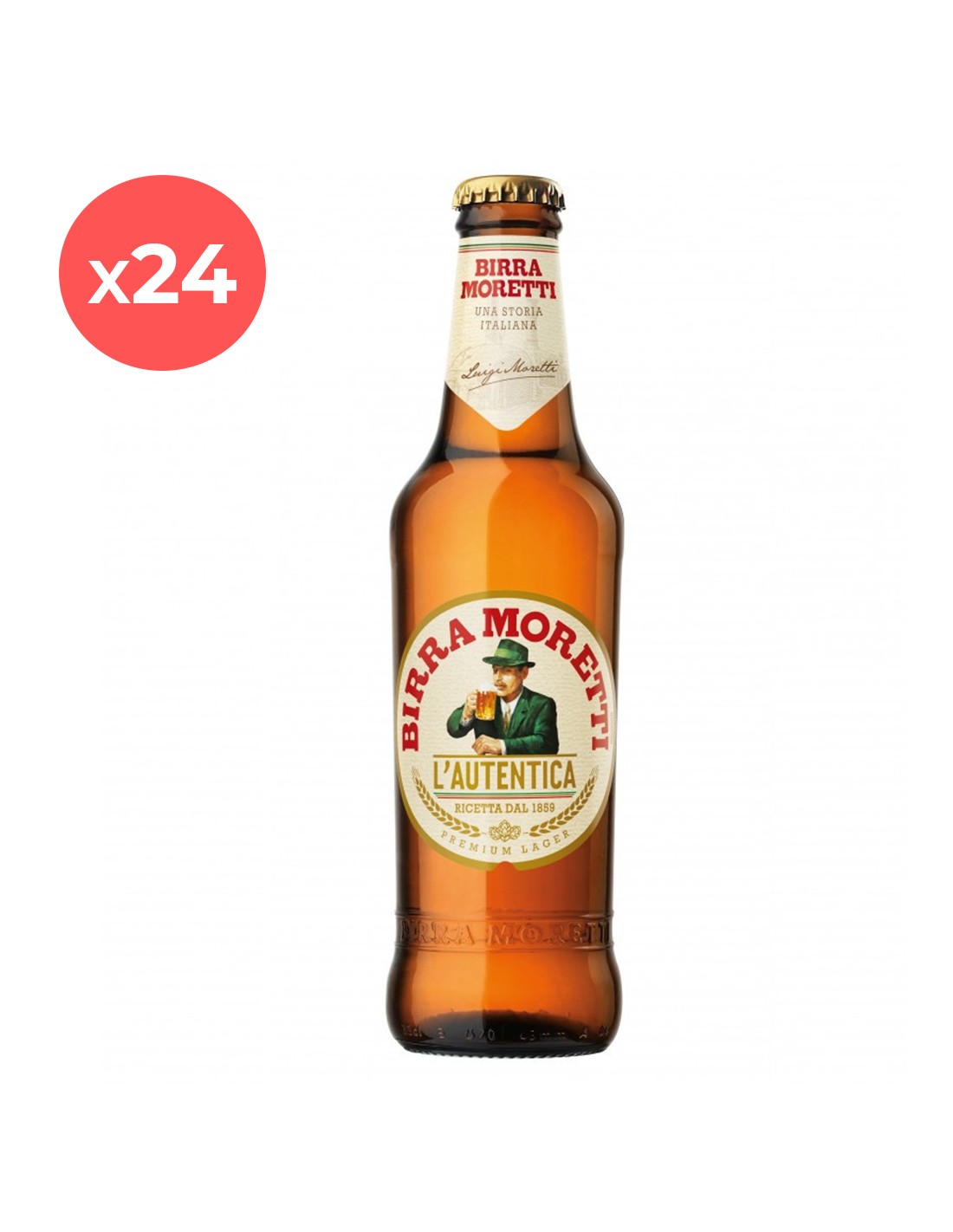 Bax 24 bucati bere blonda Birra Moretti, 4.6% alc., 0.33L, sticla alcooldiscount.ro