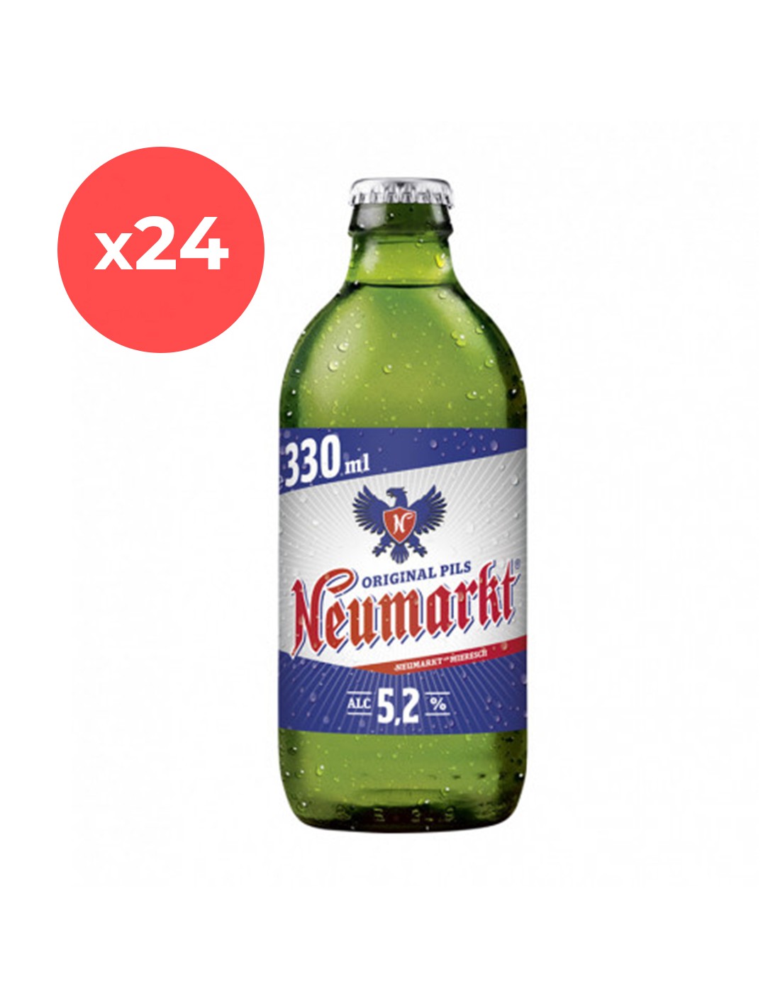 Bax 24 bucati bere blonda, filtrata Neumarkt, 5.2% alc., 0.33L, sticla alcooldiscount.ro