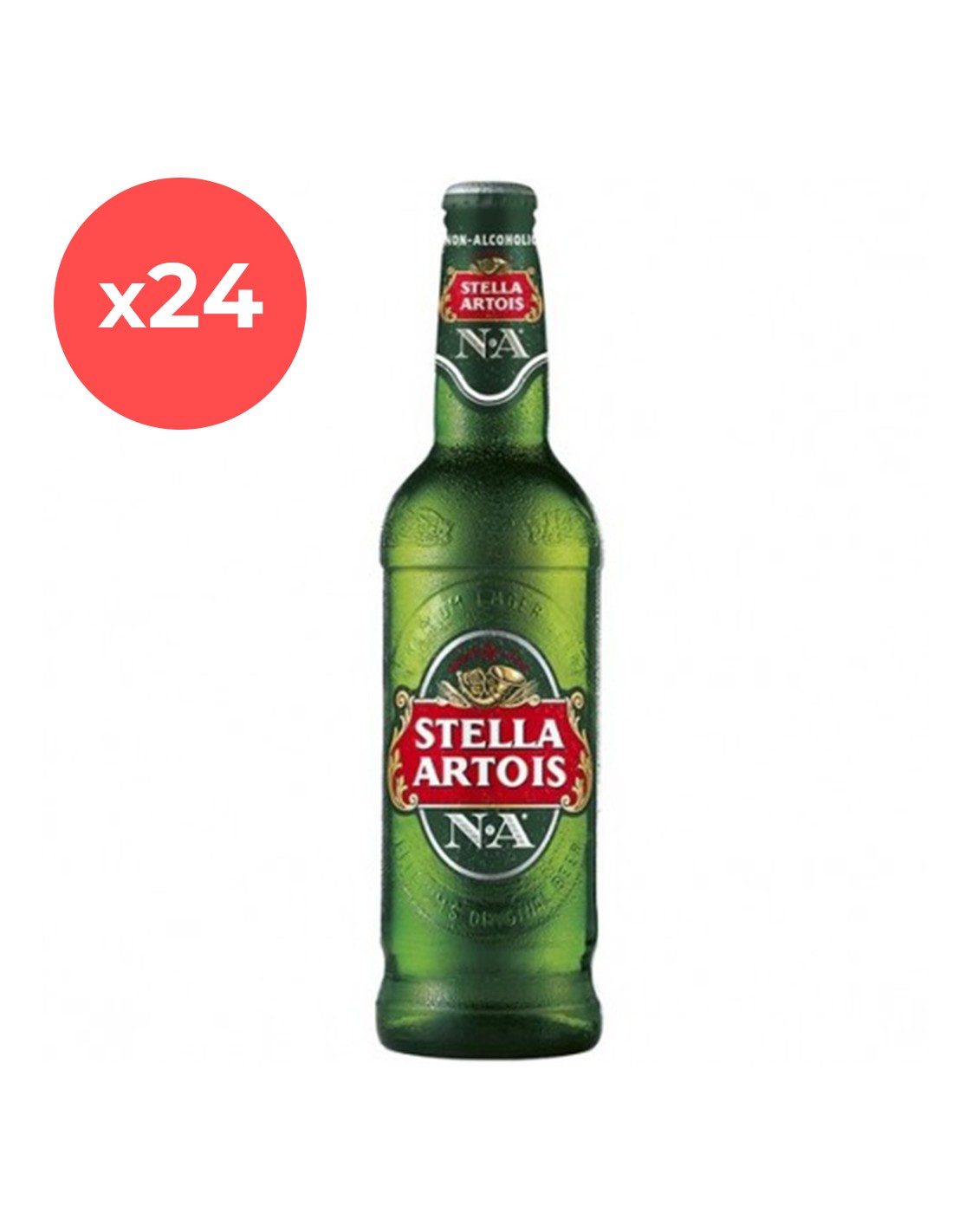 Bax 24 bucati bere blonda fara alcool Stella Artois, 0% alc., 0.33L, sticla, Belgia