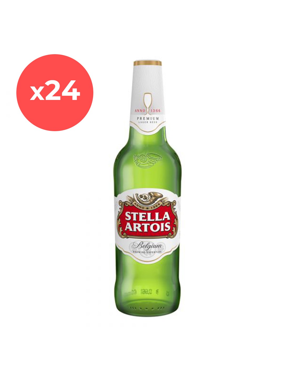 Bax 24 bucati bere blonda Stella Artois, 5% alc., 0.33L, sticla, Belgia