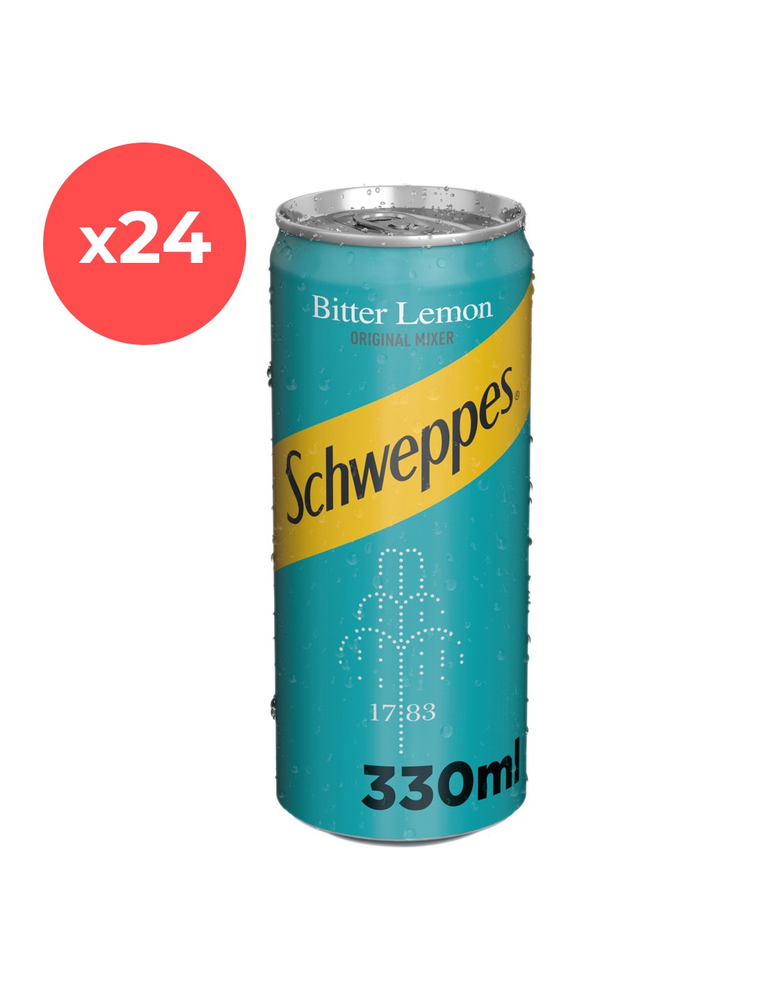 Bax 24 bucati Suc carbogazos Schweppes Bitter Lemon, 0.33L, doza, Romania