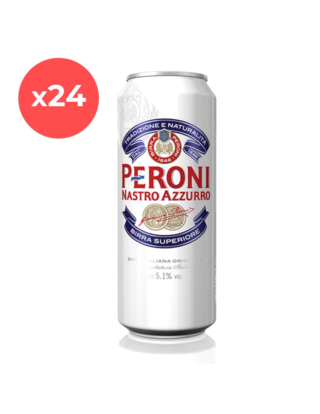 Bax 24 bucati bere blonda, filtrata Peroni Nastro Azzurro, 5.1% alc., 0.33L, doza, Italia