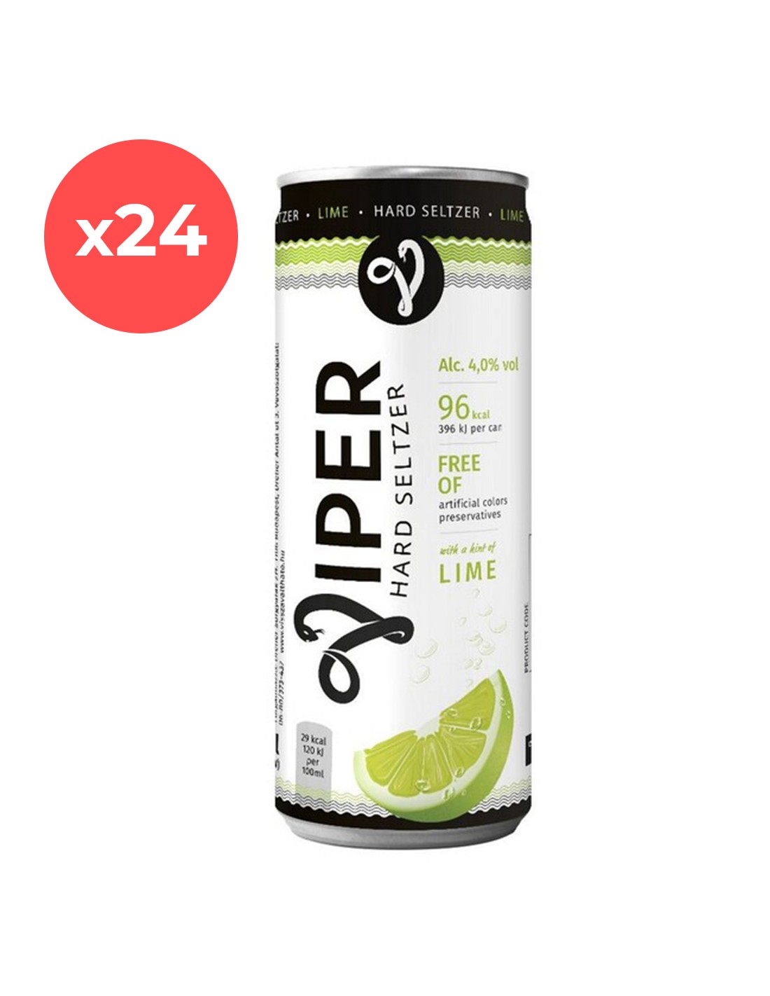 Bax 24 bucati bautura alcoolica cu aroma de lime Viper, 4% alc., 0.33L, doza, Cehia alcooldiscount.ro