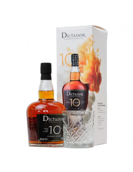 Rum Dictador 10 Years + Glass, 40% alc., 0.7L, 10 years, Columbia