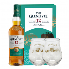 Whisky The Glenlivet 12 years Double Oak + 2 Glasses, 0.7L, 40% alc., Scotland