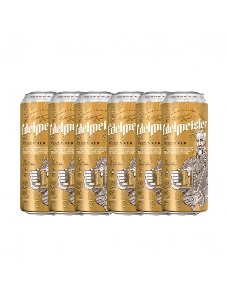 Six pack blonde beer Edelmeister Weizen, 5.2% alc., 0.5L, doza, Poland
