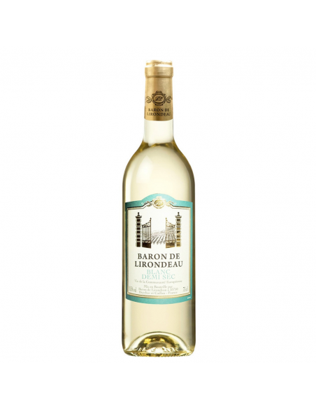 White blended semidry wine, Baron de Lirondeau, 0.75L, 10.5% alc., France