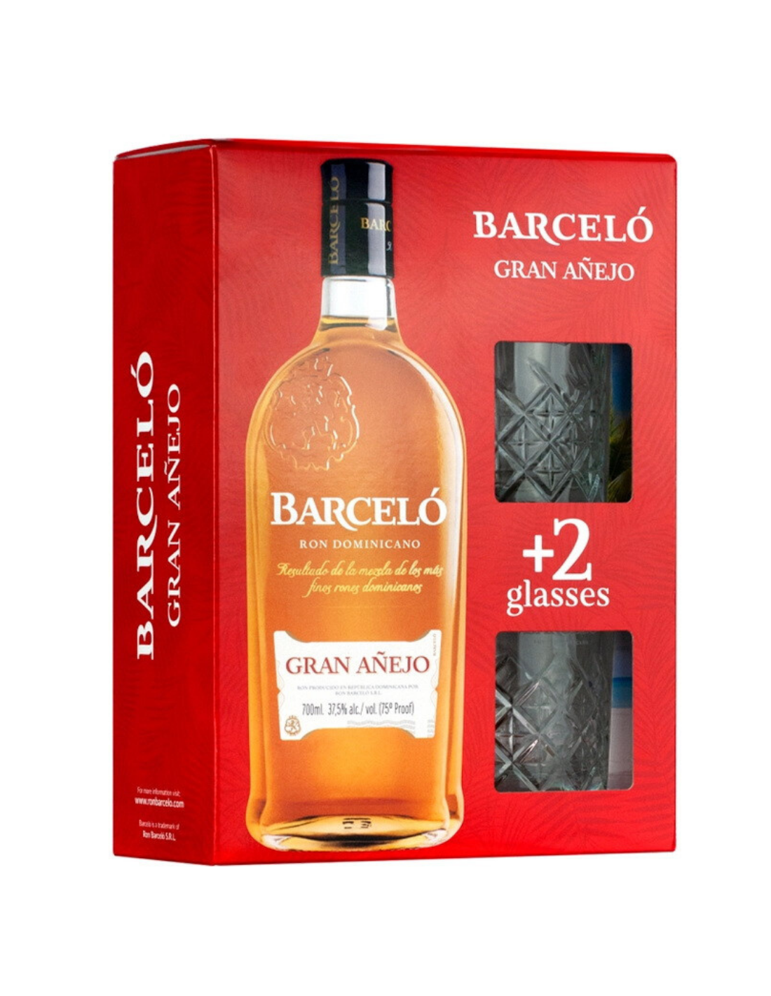 Rom negru Barcelo Gran Anejo + 2 Pahare, 37.5% alc., 0.7L, Republica Dominicana alcooldiscount.ro