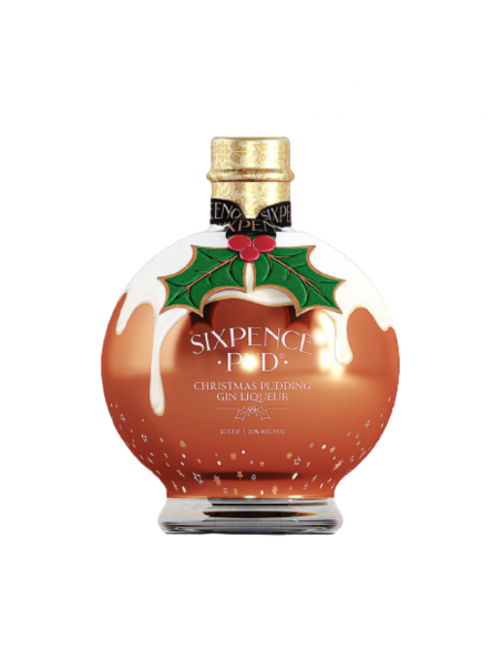 Lichior de gin Sixpence Pud Christmas Pudding + cutie, 20% alc., 0.5L, Marea Britanie