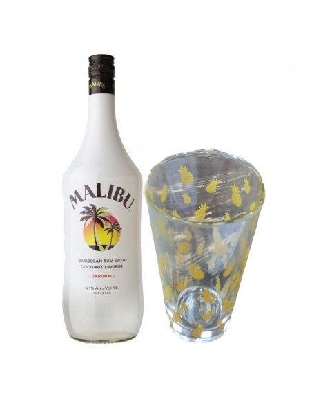 Malibu, Liqueur Malibu Coconut + Glass, 21% alc., 0.7L, Spain