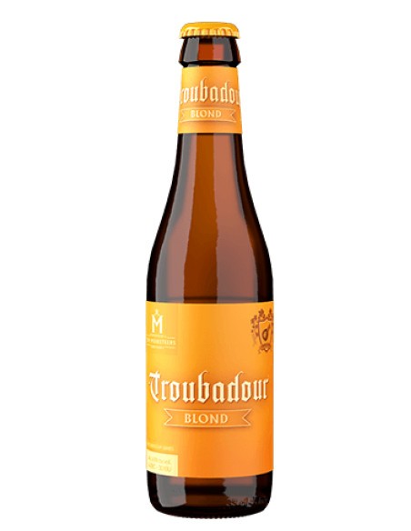 Blonde beer unfiltered Troubadour, 6.5% alc., 0.33L, Belgium