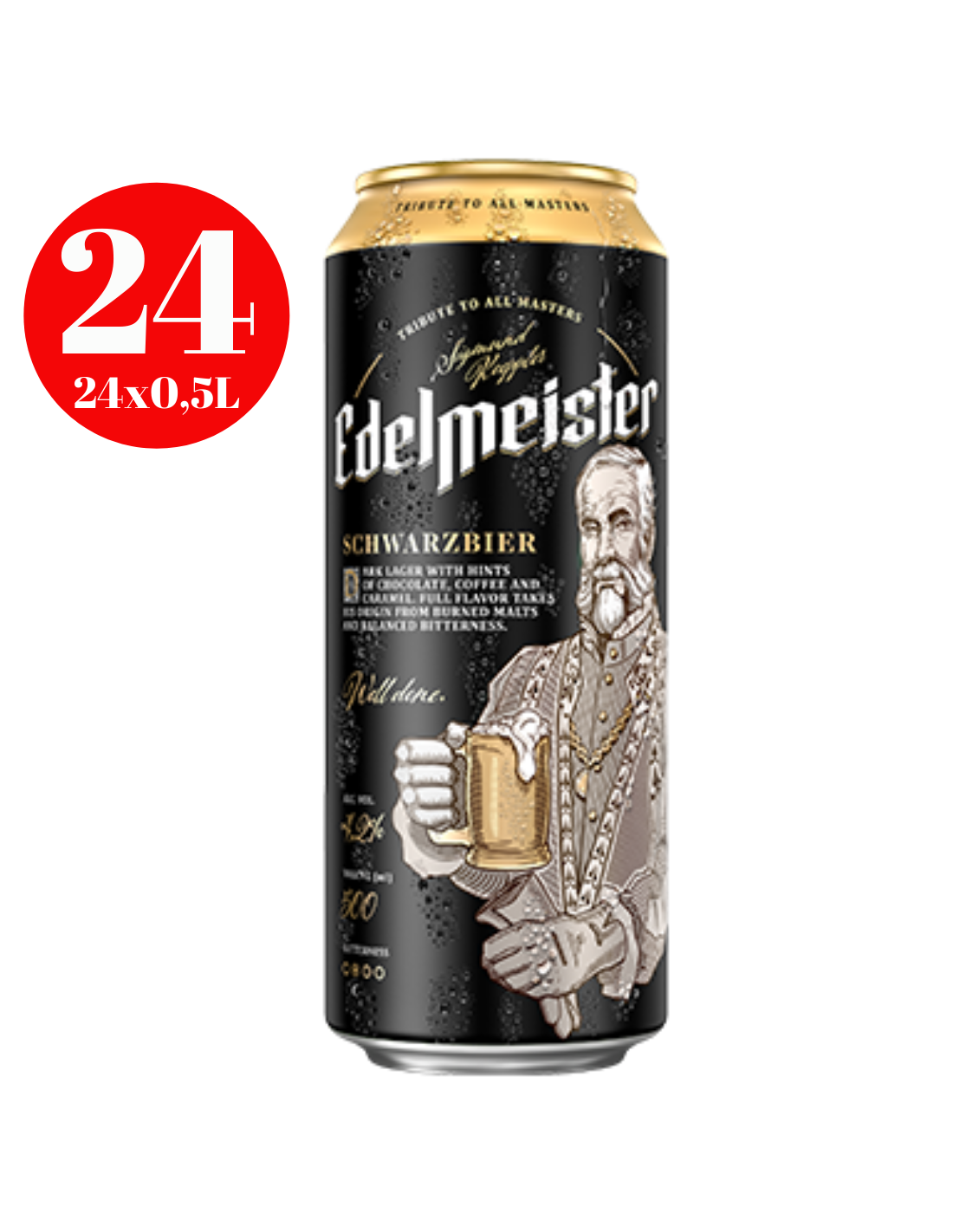 Bax 24 bucati bere neagra Edelmeister Schwarz, 4.5% alc., 0.5L, Polonia alcooldiscount.ro
