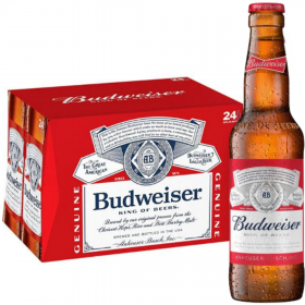Pack 24 pieces filtered blonde beer Budweiser, 5% alc., 0.33L, USA