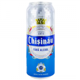 Bere blonda fara alcool Chisinau, 0% alc., 0.5L, doza, Republica Moldova