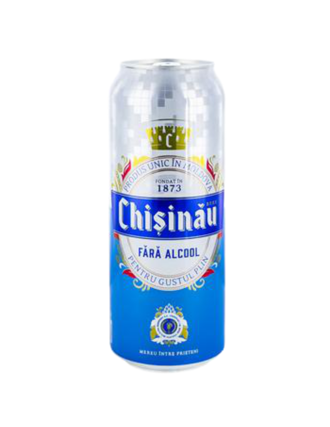Bere blonda fara alcool Chisinau, 0% alc., 0.5L, doza, Republica Moldova alcooldiscount.ro