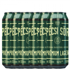Six Pack Pécsi Sör Prémium Lager beer, 5% alc., 0.5L, Hungary