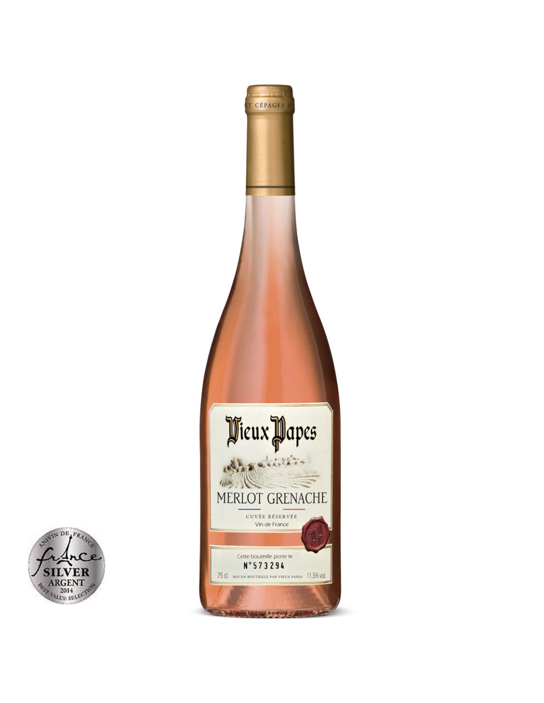 Vin roze sec, Greanche Merlot, Vieux Papes Cuvée Réservée, 11.5% alc., 0.75L, Franta alcooldiscount.ro