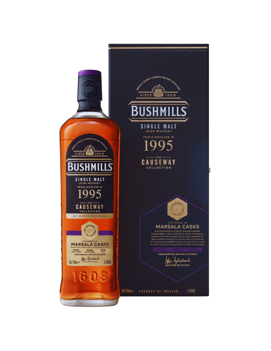 Whisky Bushmills The Causeway Collection 1995 Marsala Cask, 0.7L, 57.8% alc., Irlanda alcooldiscount.ro