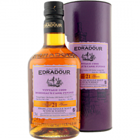 Edradour 21 Years 1999 Bordeaux Cask Whisky, 0.7L, 55.7% alc., UK