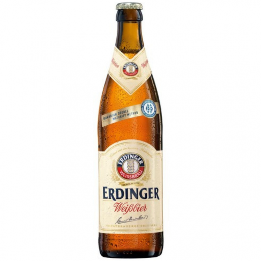 Bere blonda, nefiltrata Erdinger Weissbier, 5.3% alc., 0.5L, sticla, Germania image
