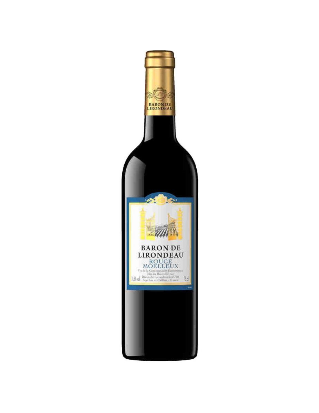 Vin rosu dulce Baron de Lirondeau Rouge Moelleux, 10.5% alc., 0.75L, Franta alcooldiscount.ro