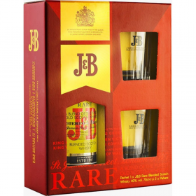 J&B Rare Whisky + 2 Glasses, 0.7L, 40% alc., Scotland