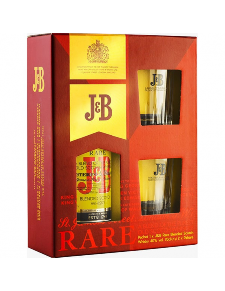 J&B Rare Whisky + 2 Glasses, 0.7L, 40% alc., Scotland